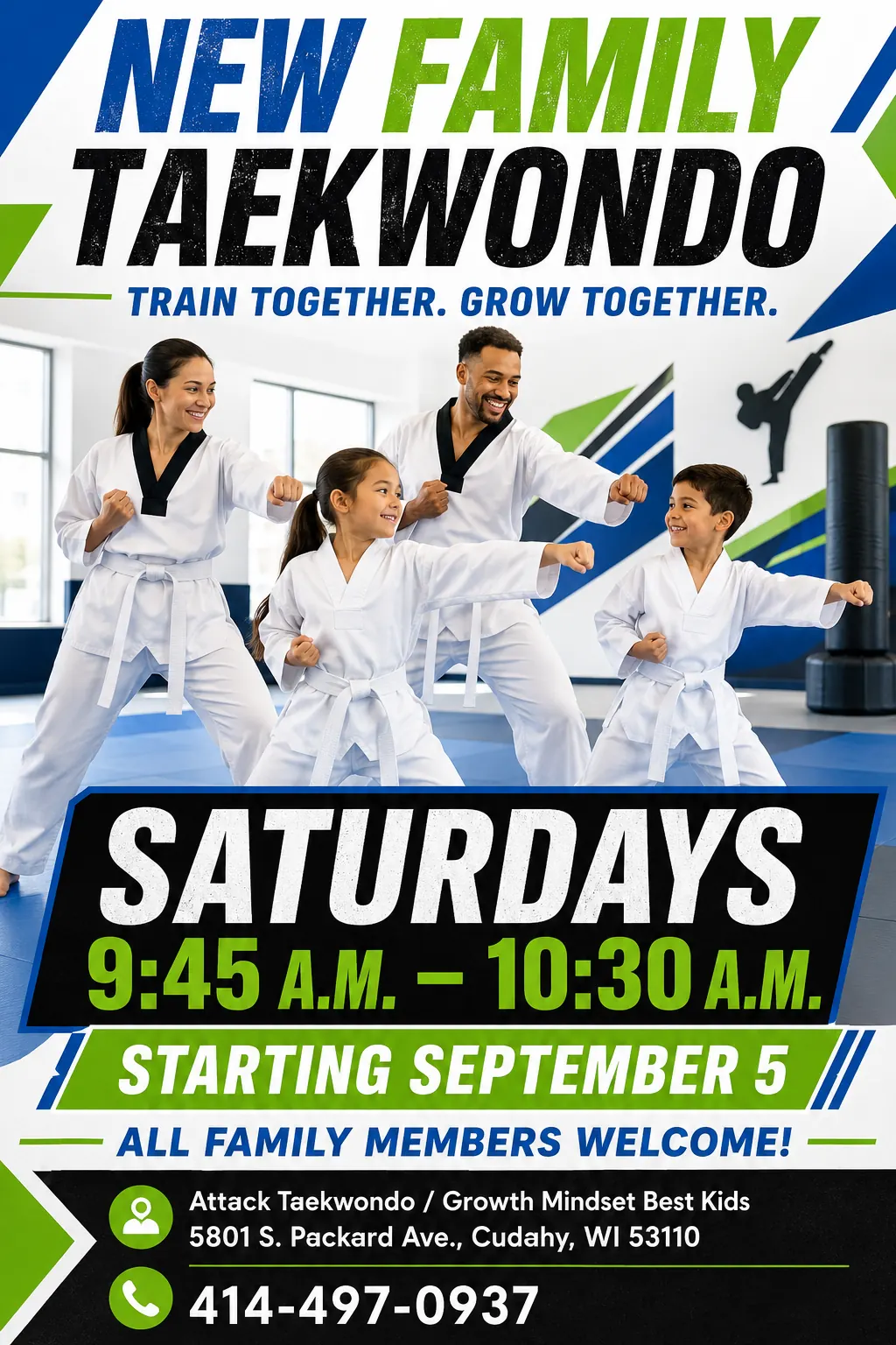 Saturday family Taekwondo class flyer