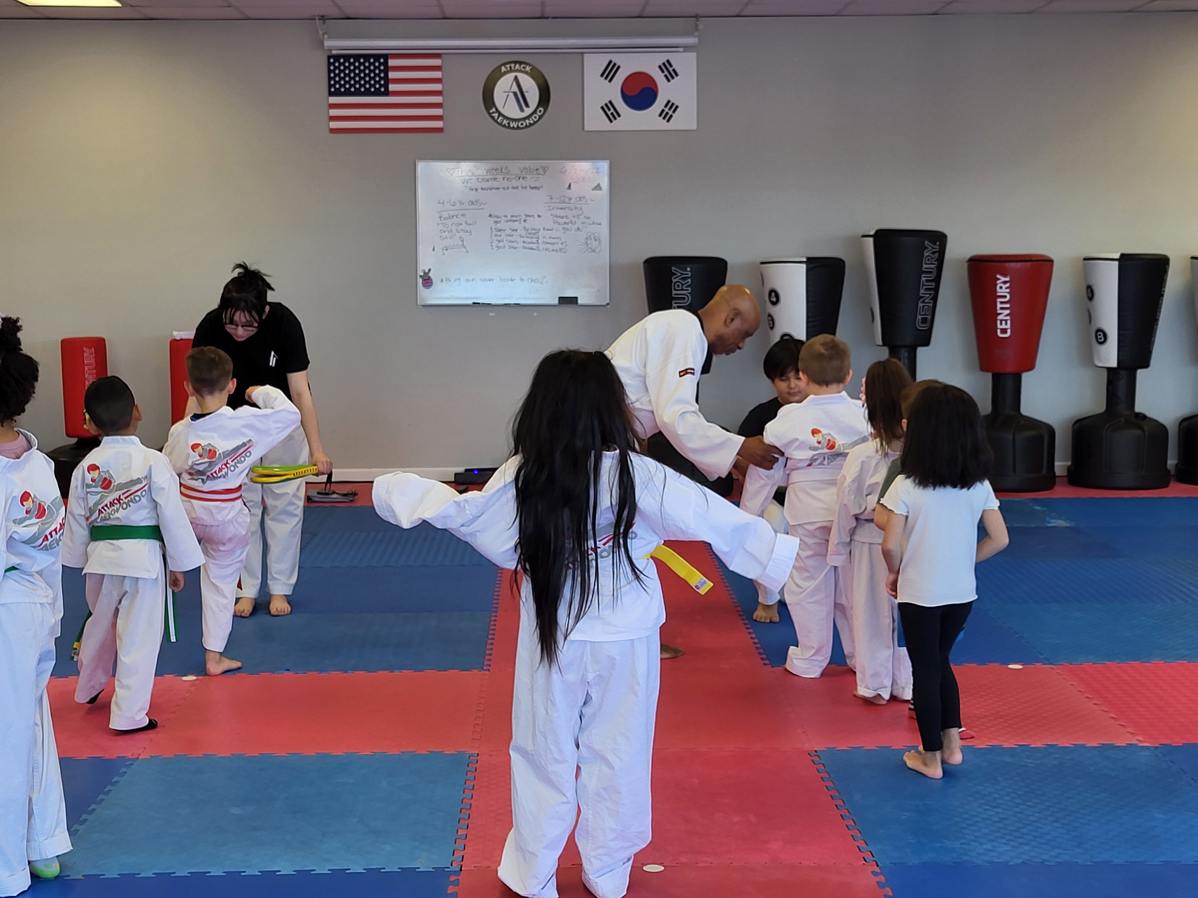 Growth Mindset Martial Arts students training during class